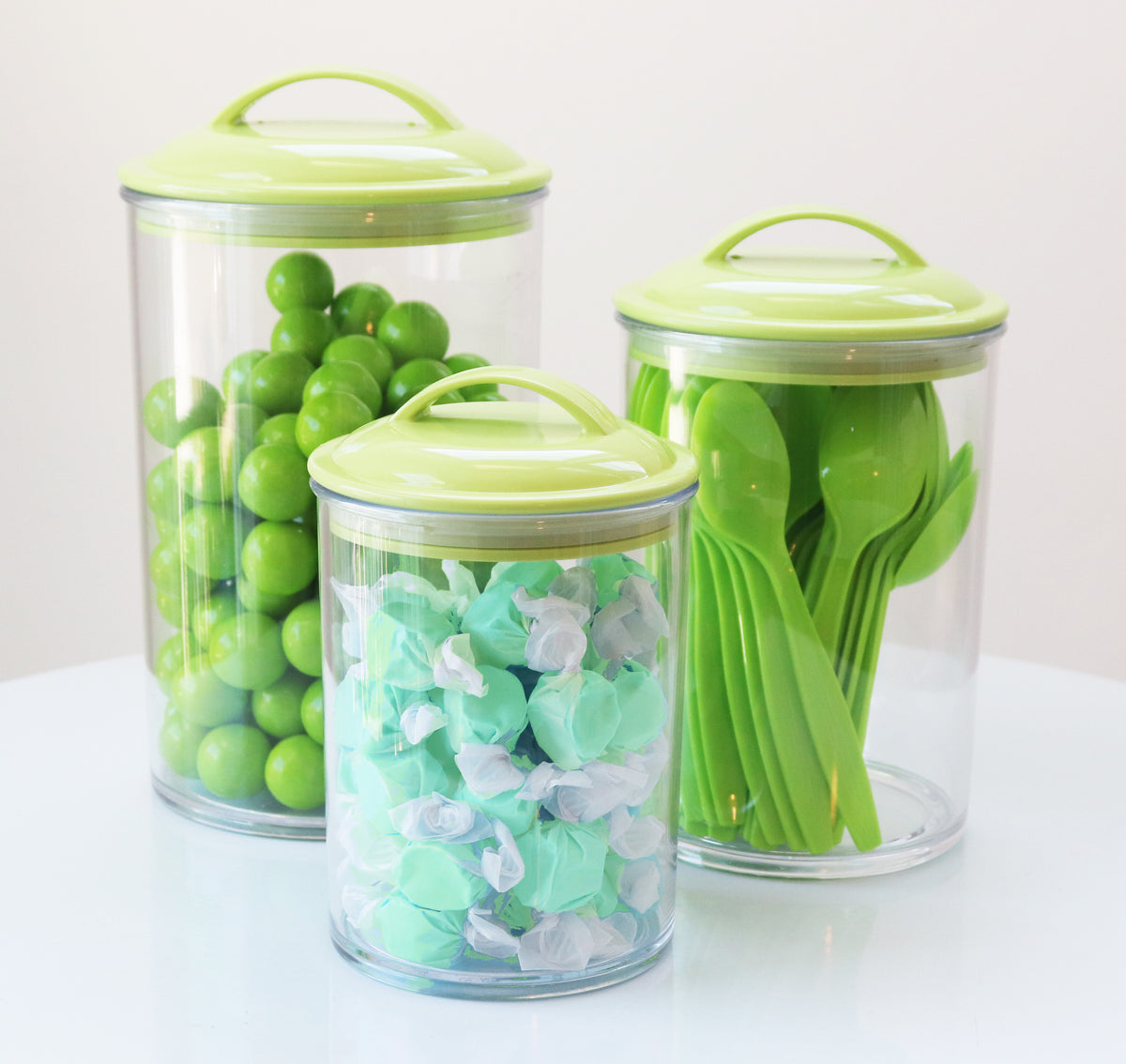 Acrylic Apothecary Jars (3-Piece Set), Plastic Jars with Lids