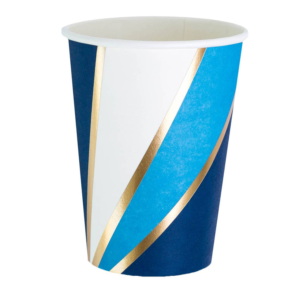 Blue and Gold Modern Highball Cups