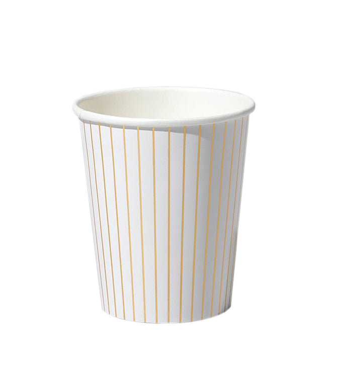 Gold & White Pinstripe Cups