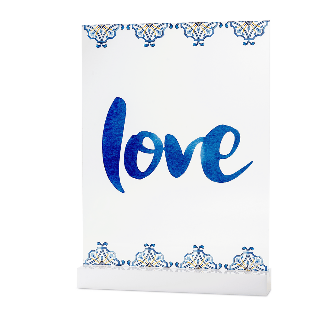 Love Tile Print Acrylic Table Top Sign