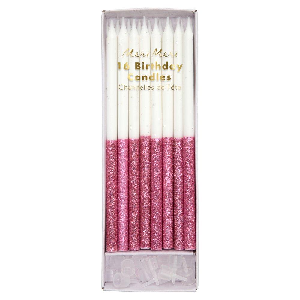 Dusky Pink Glitter Dipped Candles