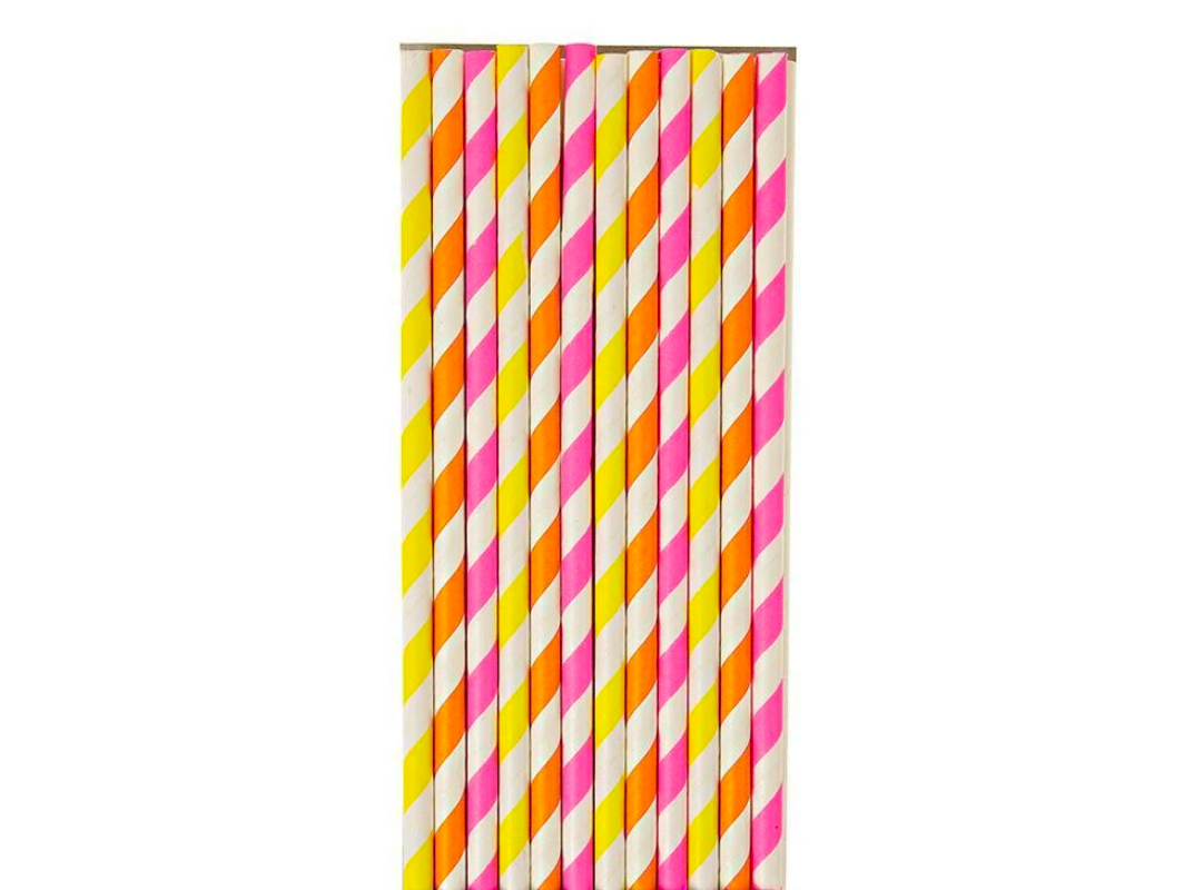 Pink Candy Corn & Stripes Reusable Straws