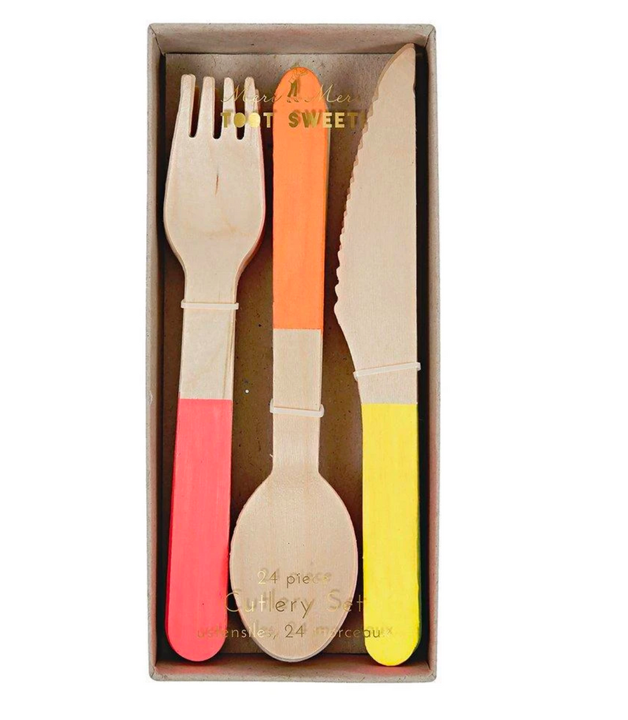 Neon Wooden Cutlery Set