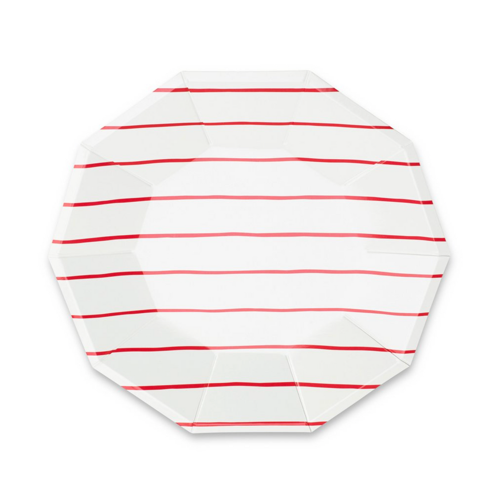 Red Frenchie Striped Large Plates