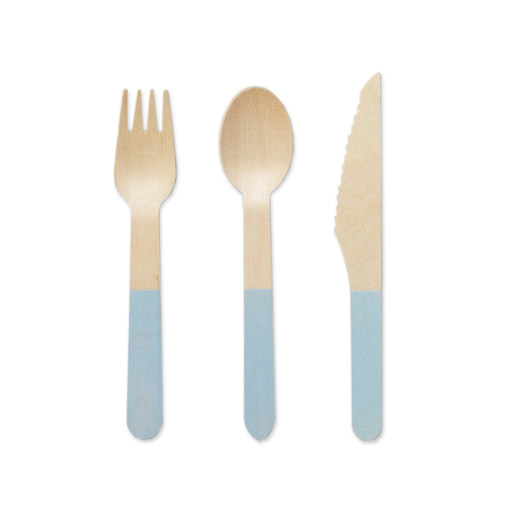 Pale Blue Wooden Cutlery Set