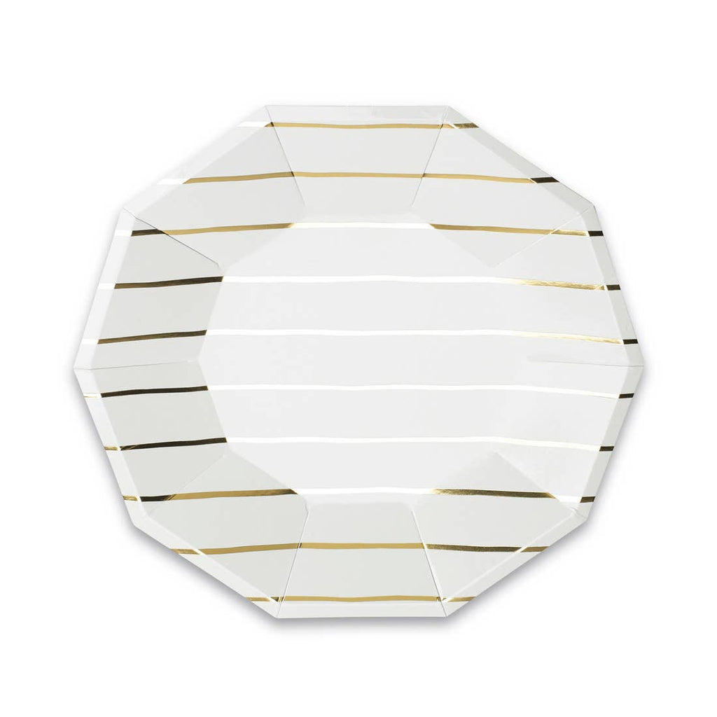 Frenchie Gold Striped Large Plates