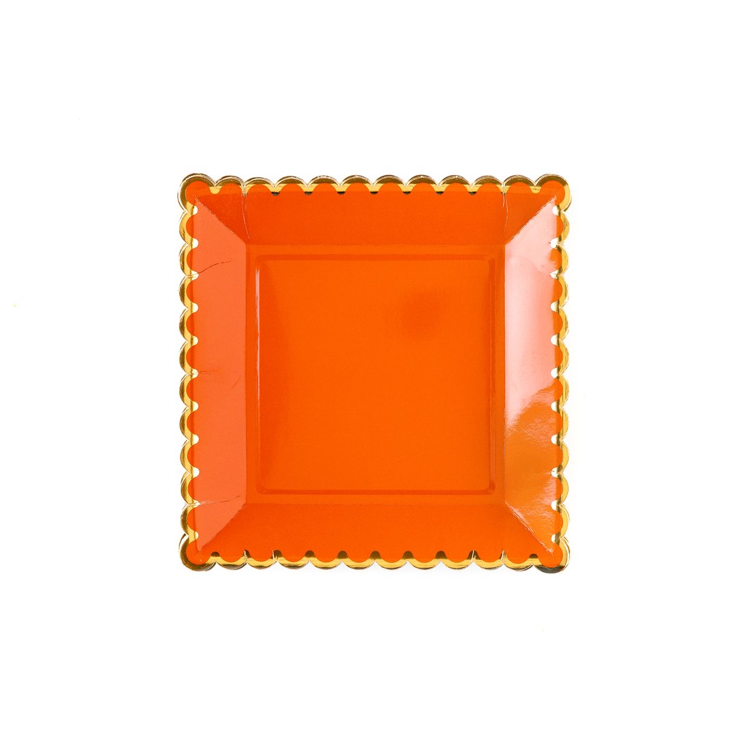 Orange square plates best sale