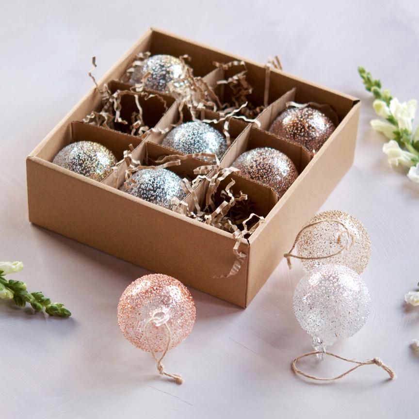 Metallic Ball Ornament Gift Box