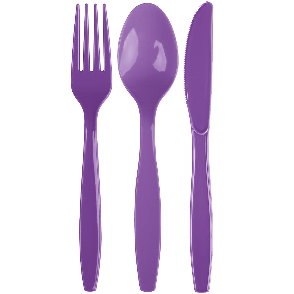 Purple Cutlery Set  Pom Pom Party Shop