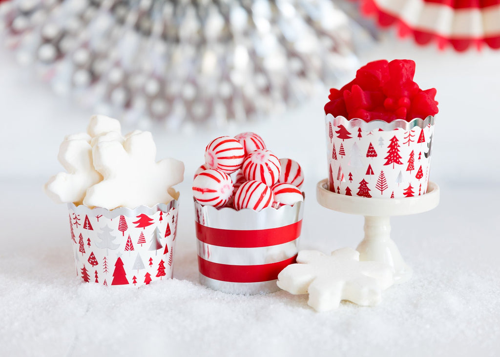 Silver Trees & Stripes Treat Cups